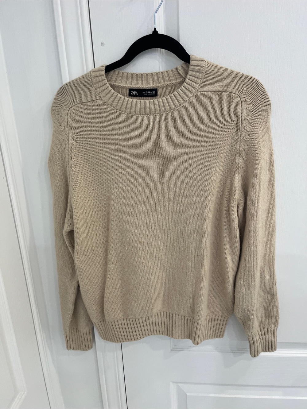 Zara Beige Crewneck Knit Sweater